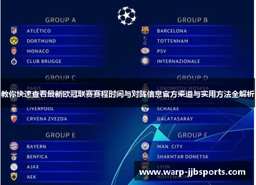教你快速查看最新欧冠联赛赛程时间与对阵信息官方渠道与实用方法全解析